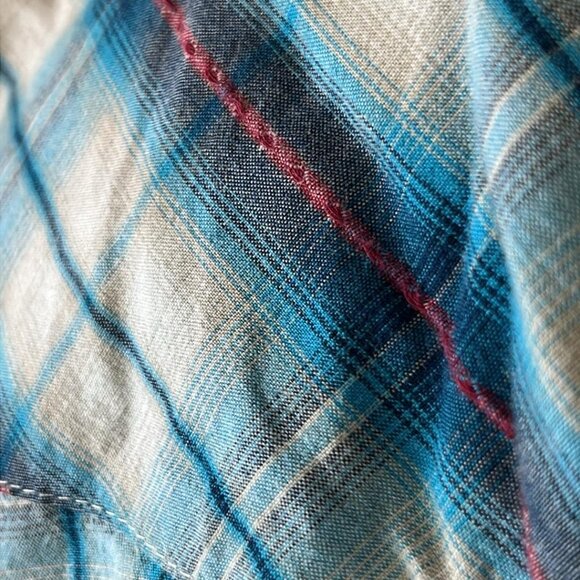 Roper Ladies XL Western Style Pearl Snap Plaid Shirt Cowgirl Rodeo Work Wear - Picture 7 of 9